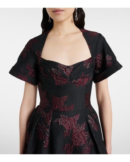 Rebecca Vallance Black Florentina Floral Midi Dress