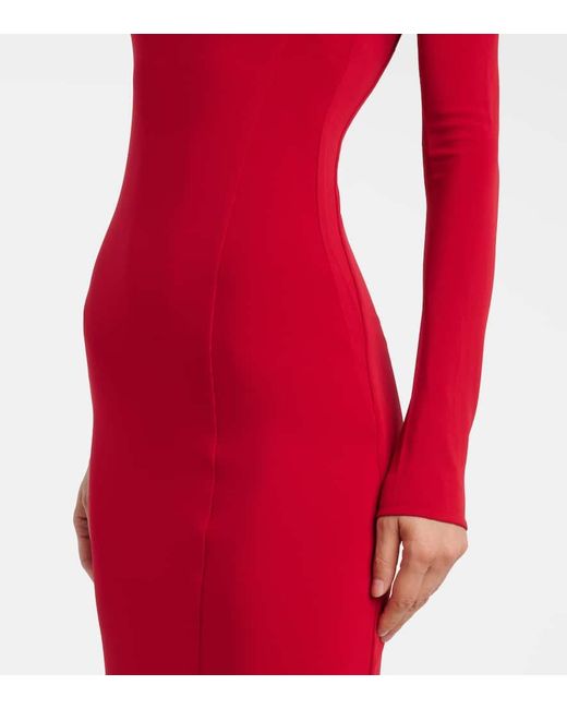 Courreges Red One-Shoulder Crepe Maxi Dress