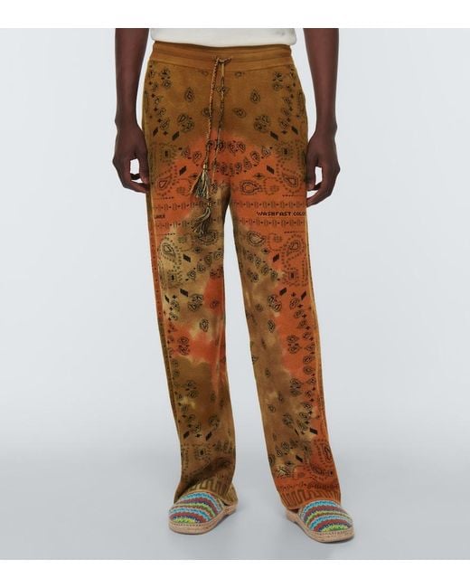 Alanui Orange Bandana Piquet Jacquard Cotton Pants for men
