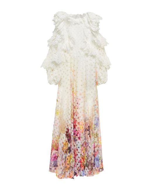 Zimmermann Multicolor Prima Floral Laser-cut Gown