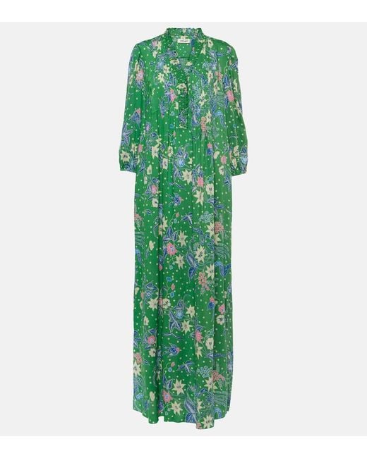 Diane von Furstenberg Green Layla Printed Jersey Maxi Dress