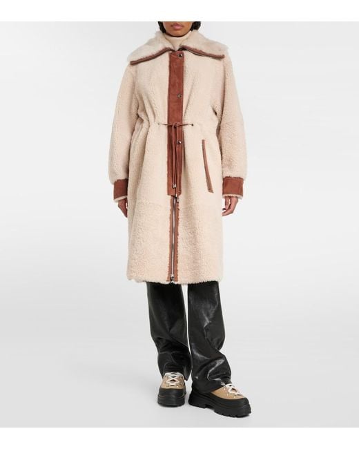 Bogner Brown Gritt Suede-Trimmed Shearling Coat
