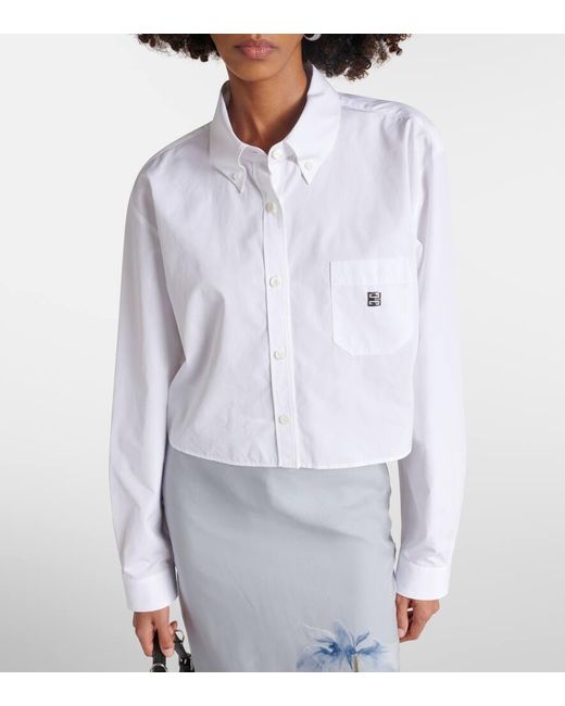 Camisa cropped de popelin de algodon Givenchy de color White