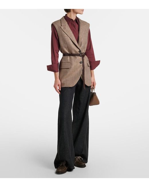 Brunello Cucinelli Red Monili Cotton-Blend Shirt