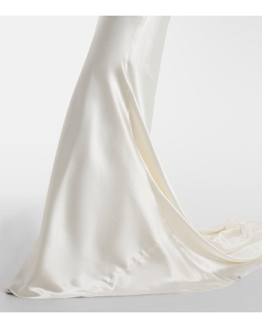 Danielle Frankel White Bridal River Silk And Wool Bustier Gown