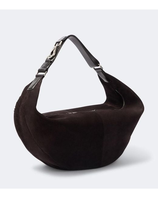 Lemaire Black Quiver Clip Large Suede Shoulder Bag for men
