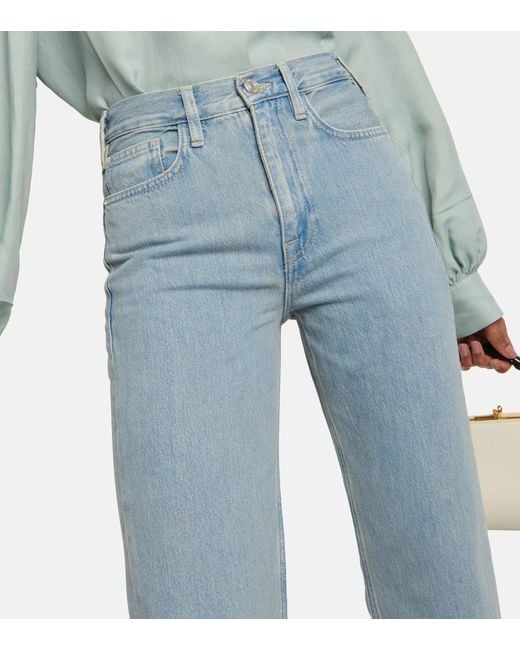 FRAME Blue High-Rise Straight Jeans Le Jane