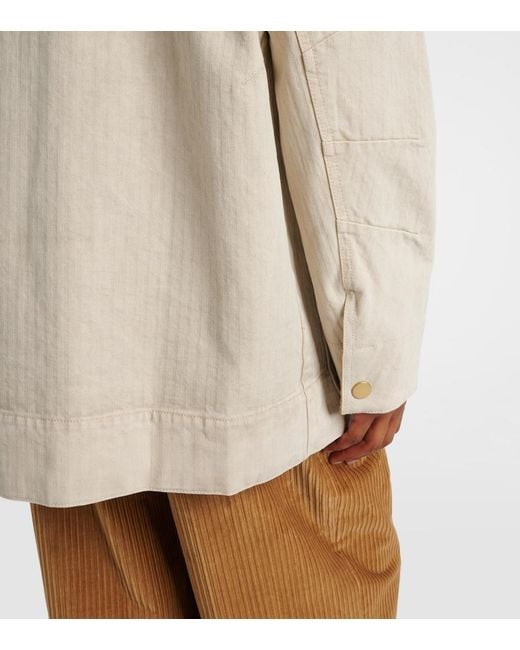 Veronica Beard Natural Abbas Suede-Trimmed Cotton Field Jacket