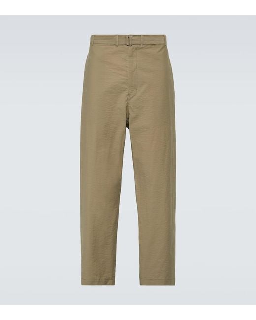 Pantalones tapered de mezcla de algodon Lemaire de hombre de color Natural
