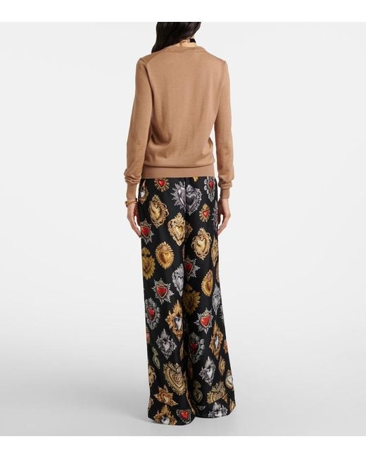Dolce & Gabbana Natural Dg Cashmere And Silk Sweater