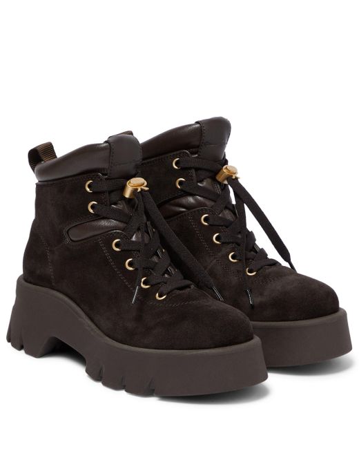 Gianvito Rossi Vancouver Suede Hiking Boots in Brown Lyst Canada