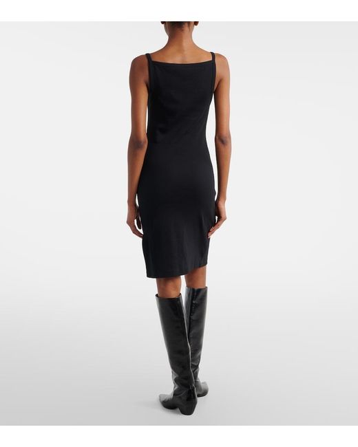 Courreges Black Ribbed-Knit Cotton Jersey Midi Dress