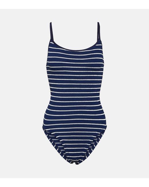 Hunza G Blue Pamela Striped Swimsuit
