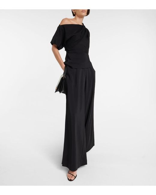Co. Black High-Rise Jersey Wide-Leg Pants