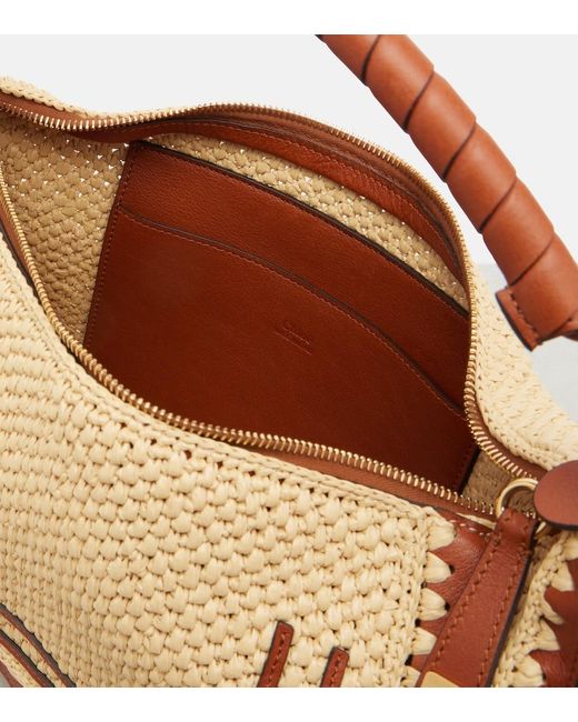 Chloé Brown Marcie Small Raffia-Effect Shoulder Bag