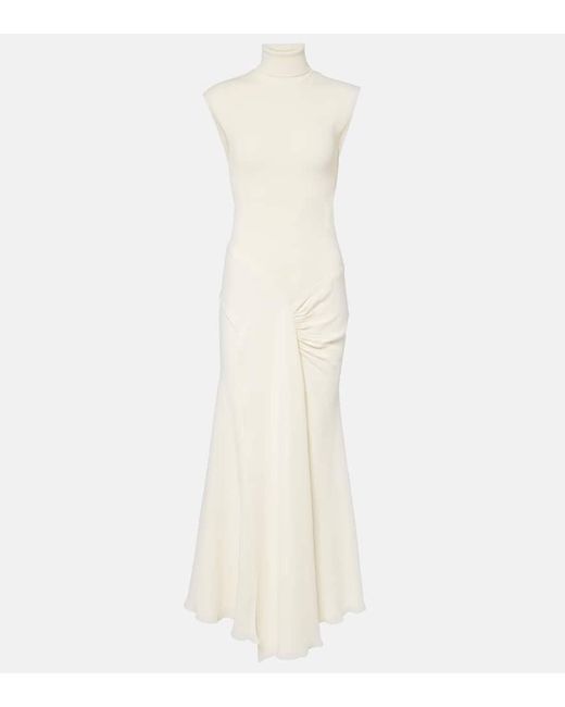 Victoria Beckham Women's White Draped Turtleneck Jersey Maxi Dress -  www.disolcolor.com
