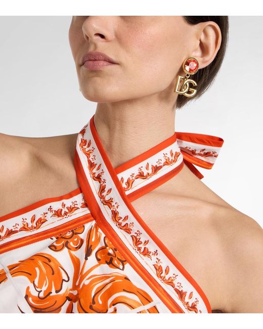 Dolce & Gabbana Pink Dg Embellished Clip-On Earrings