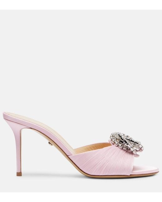 Mach & Mach Pink Galaxy 85 Embellished Satin Mules