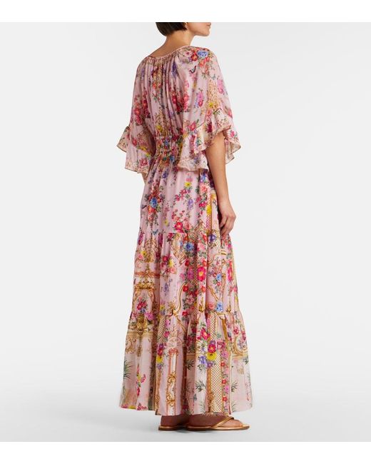 Camilla Red Floral Silk Maxi Dress