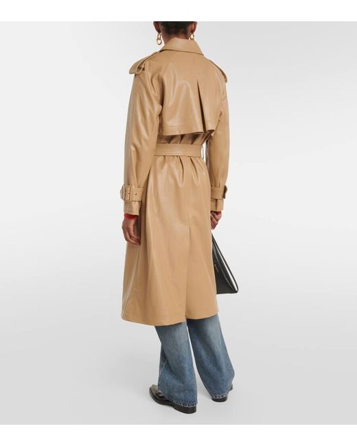 Veronica Beard Conneley Faux Leather Trench Coat in Natural | Lyst