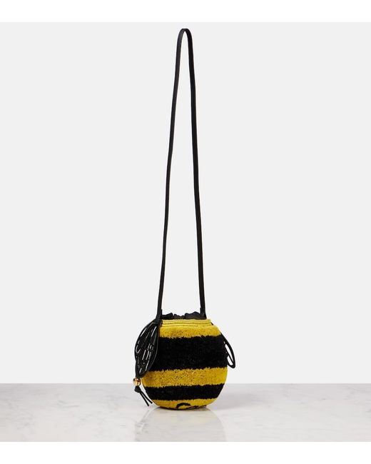 Bolso Cruzado Paula's Ibiza Bee De Rafia Loewe de color Yellow