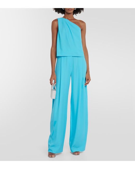 The Sei Blue One-Shoulder Crepe Top
