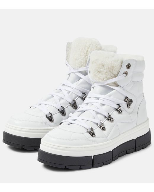 Bogner White Vaduz Leather And Shearling Ankle Boots
