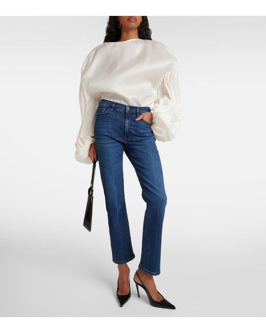 FRAME Blue Le High Straight Mid-Rise Jeans