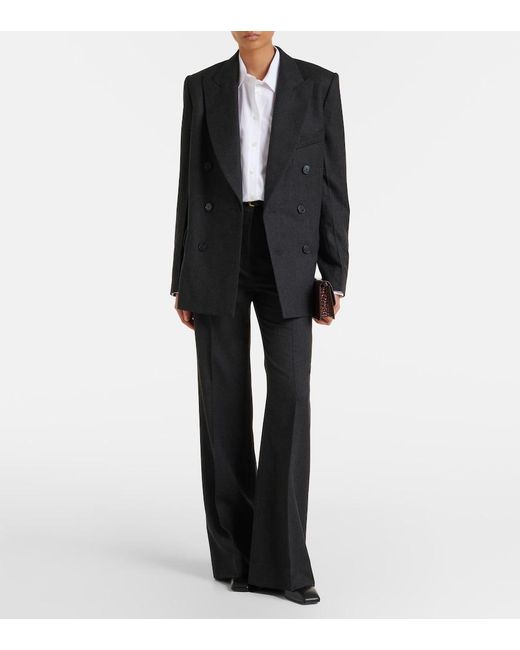 Victoria Beckham Black Alina Virgin Wool Flared Pants