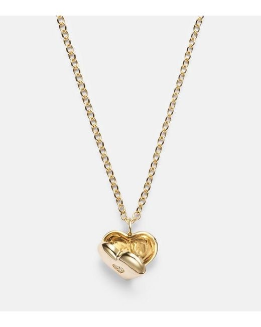 Sydney Evan Metallic Wallpaper Heart 14Kt Pendant Necklace With Diamonds