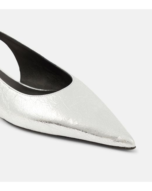 Proenza Schouler White Metallic Leather Slingback Flats
