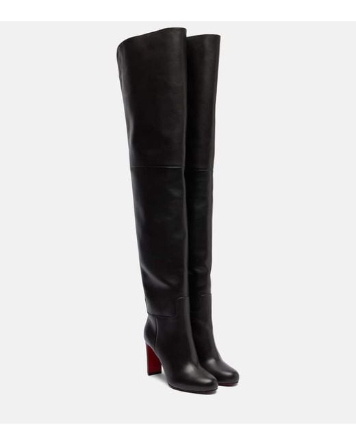 Christian Louboutin Black Overknee-Stiefel Loo 85 Aus Leder