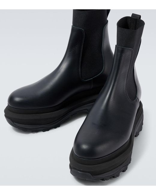 Sacai Black Leather Chelsea Boots for men