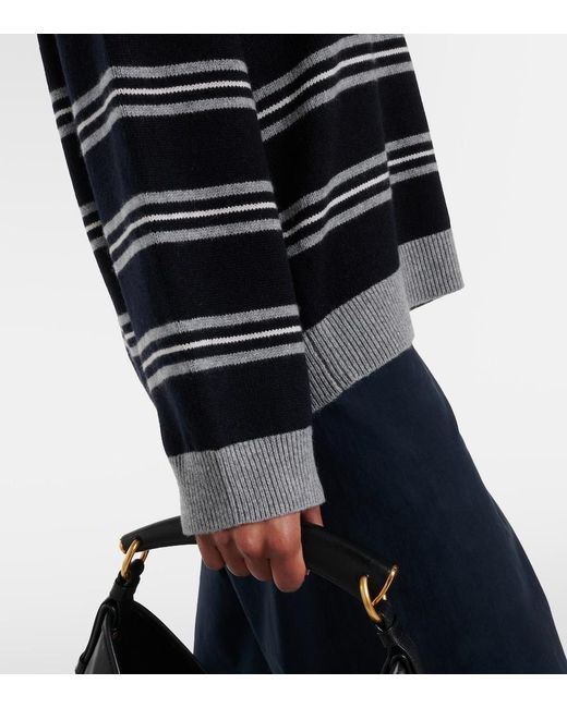 Nili Lotan Black Galvez Striped Cashmere Polo Sweater