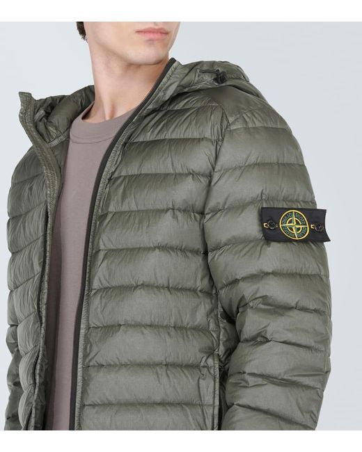 Stone Island Green Compass Quilted Down Jacket for men
