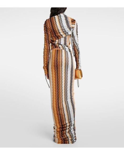 Missoni Multicolor Asymmetrisches Abendkleid mit Zickzackmuster