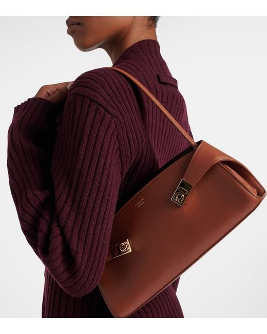 Ferragamo Brown Hug East-West Small Leather Shoulder Bag