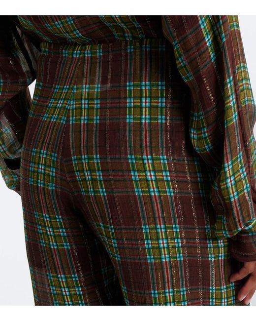 Dries Van Noten Gray Plaid Wide-Leg Pants