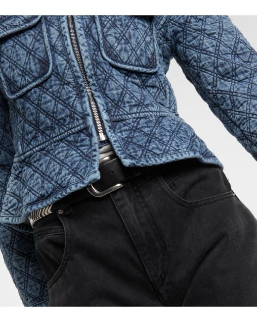 Isabel Marant Blue Deliona Quilted Zip-up Denim Jacket