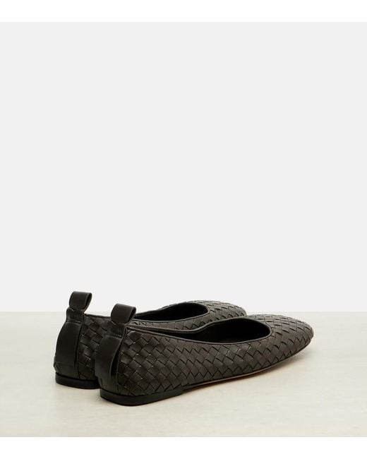Bottega Veneta Black Charlotte Intrecciato Leather Ballet Flats