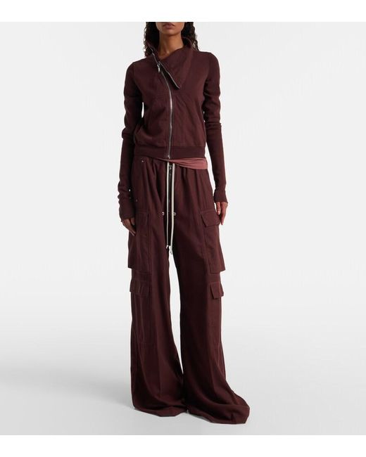 Rick Owens Red Drkshdw Jumbo Bela Cotton Flannel Cargo Pants