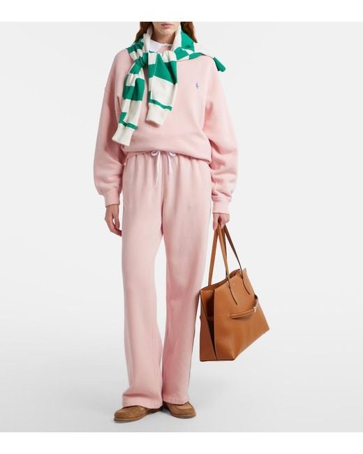 Polo Ralph Lauren Pink Cotton-Blend Fleece Sweatshirt