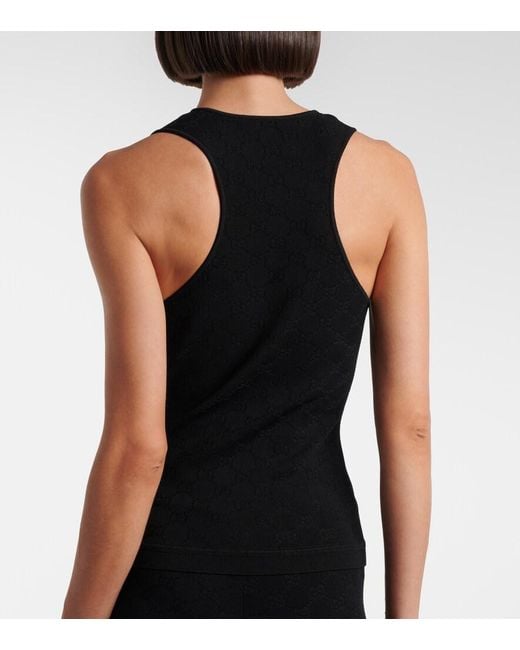 Gucci Black Gg Cotton-Blend Jacquard Tank Top