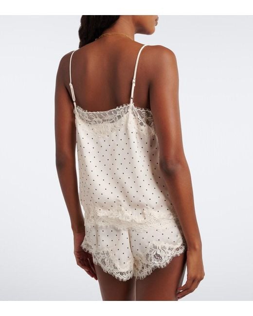Faithfull The Brand White Marisol Lace-Trimmed Polka-Dot Satin Camisole