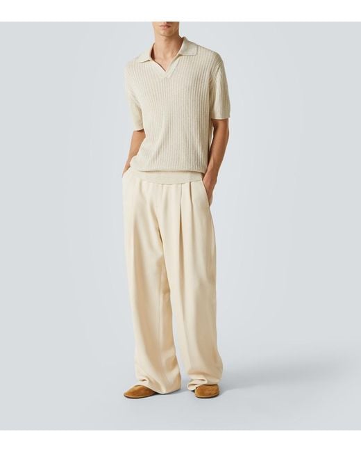 Frescobol Carioca Natural Rino Ribbed-Knit Cotton Polo Shirt for men