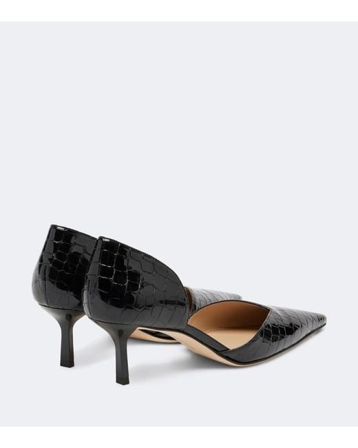 Victoria Beckham Black Victoria Angle D'Orsay Croc-Effect Leather Pumps