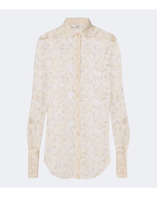 Fendi White Sheer Lace Shirt