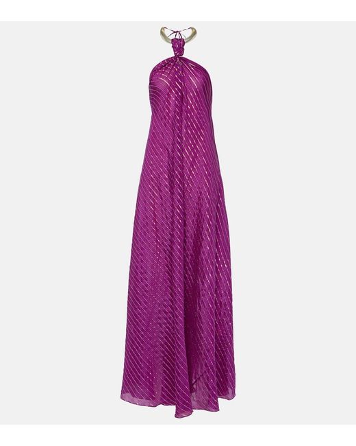 Vestido largo de mezcla de seda Johanna Ortiz de color Purple
