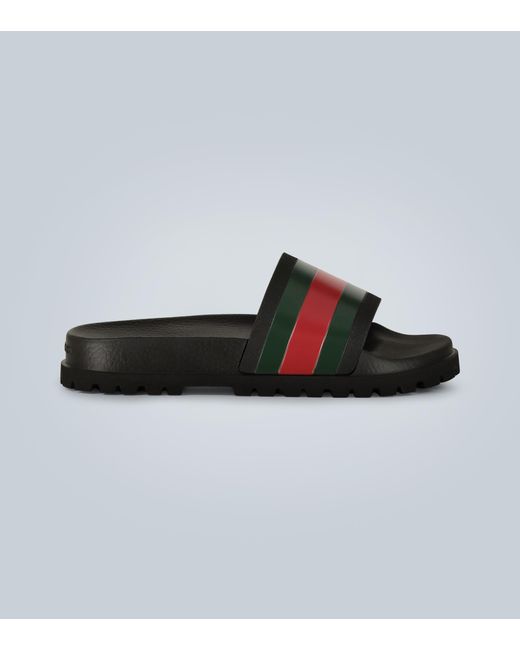 Gucci Striped Web Slide Sandals for Men | Lyst