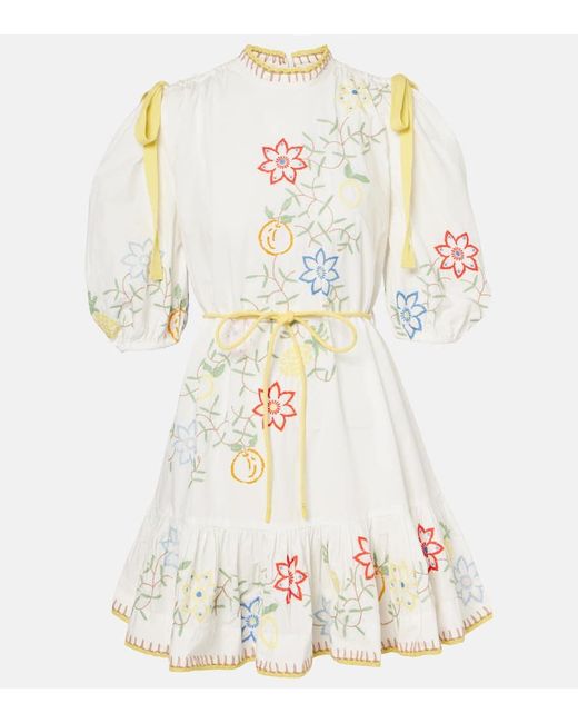 ALÉMAIS White Embroidered Cotton Minidress